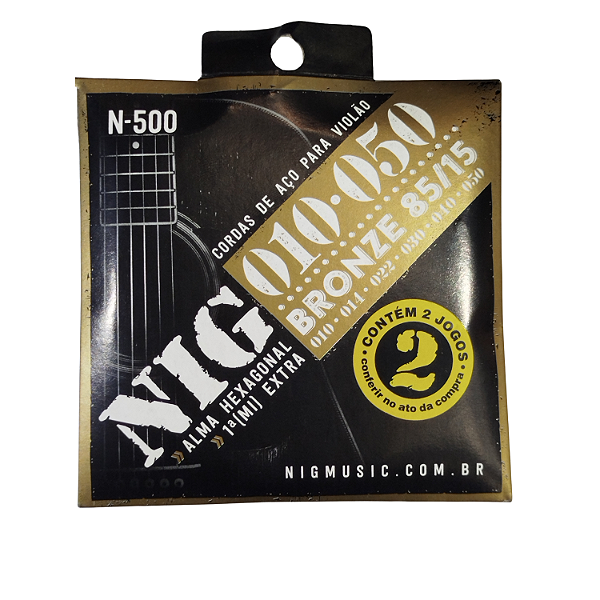 Encordoamento Duplo N500 Para Violão Aço Bronze 010/.050 Nig