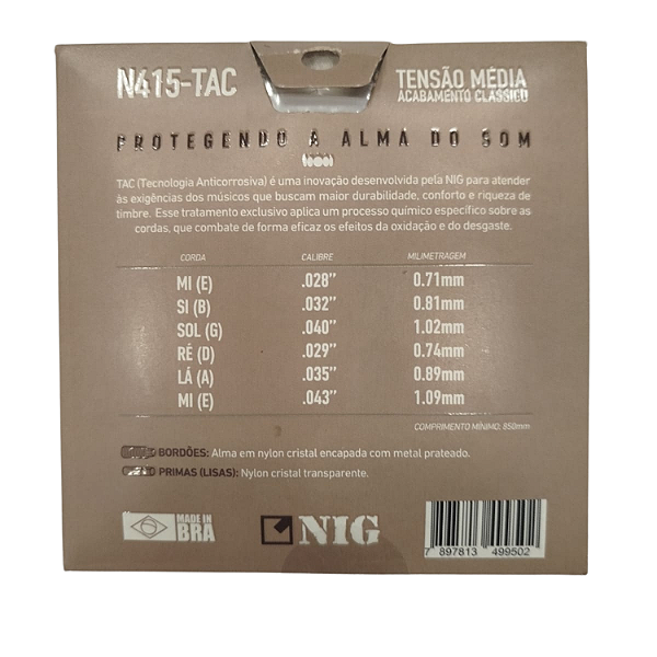 Encordoamento Violão Nylon Tac Cristal Prateado Média Tensão