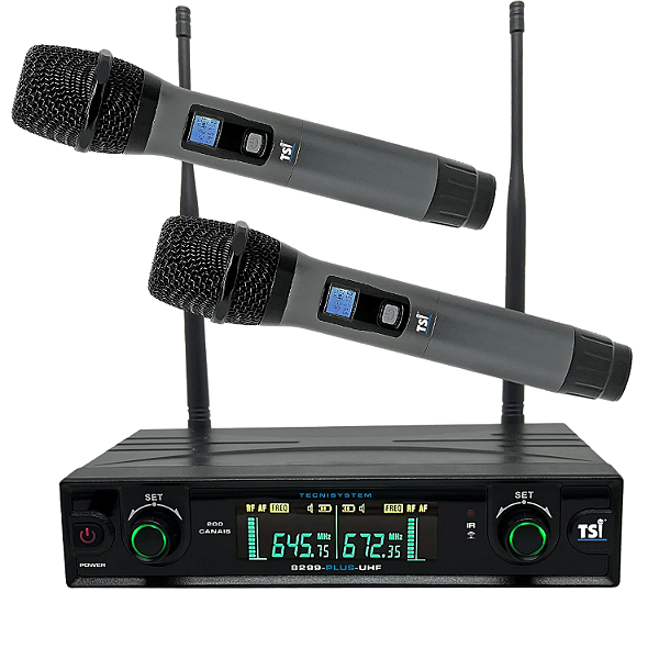 Microfone Sem Fio Duplo Uhf Tsi-8299 Plus