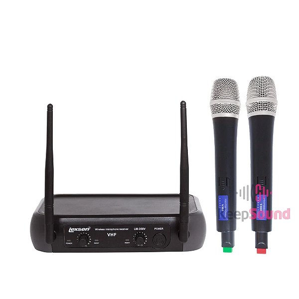 Microfone Profissional Duplo de Mão Sem Fio VHF LM-258V - LEXSEN