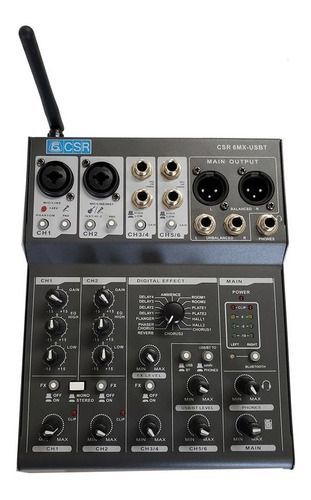 Mesa Mesa De Som CSR 6MX USBT Analógica 6 Canais CSR