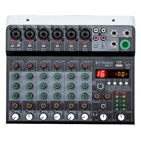 Mesa De Som 8 Canais Mc 80 - K-audio