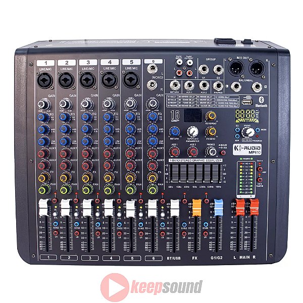 Mesa de Som Analógica 6 Canais MP 610 - K-AUDIO