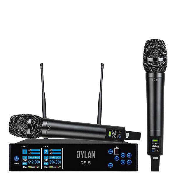Microfone Sem Fio Uhf Duplo Dylan Qs-5