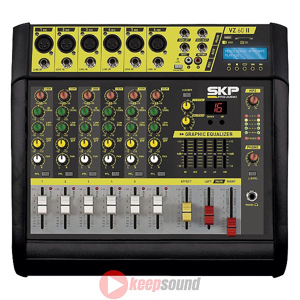 Mesa de Som Amplificada 400W 6 Canais VZ-60 II - SKP