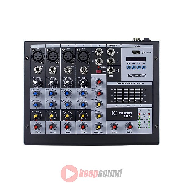 Mesa de Som Analógica 6 Canais MS 60 - K-AUDIO