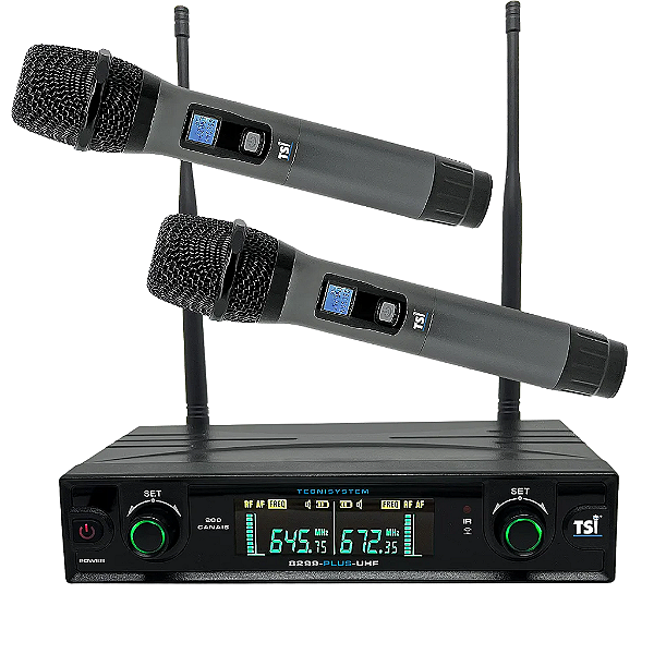 Microfone Sem Fio Duplo Uhf Tsi-8299 Plus