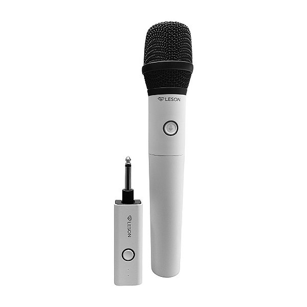 Microfone Mão Sem Fio Profissional Ar100 Branco - Leson