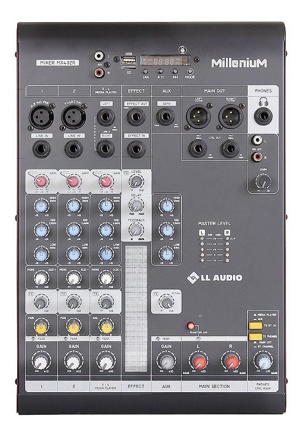 Mesa De Som 4 Canais Bivolt MILLENIUM MX402R - LL AUDIO