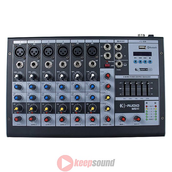 Mesa de Som Analógica 8 Canais MS 80 - K-AUDIO