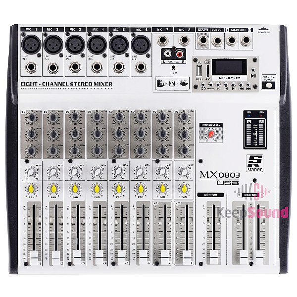 Mesa de Som 8 Canais MX0803 USB - STANER