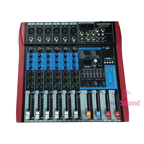 Mesa de Som 6 Canais MS602 EUX - SOUNDVOICE
