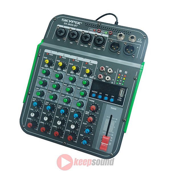Mesa de Som Analógica 4 Canais SK-MG6-BT - SKYPIX
