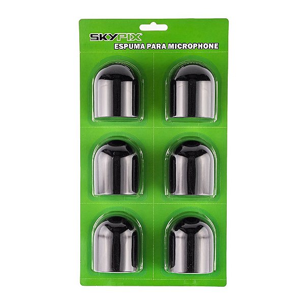 Kit 6 Espumas Para Microfone (preta) Sk-sp01 - Skypix