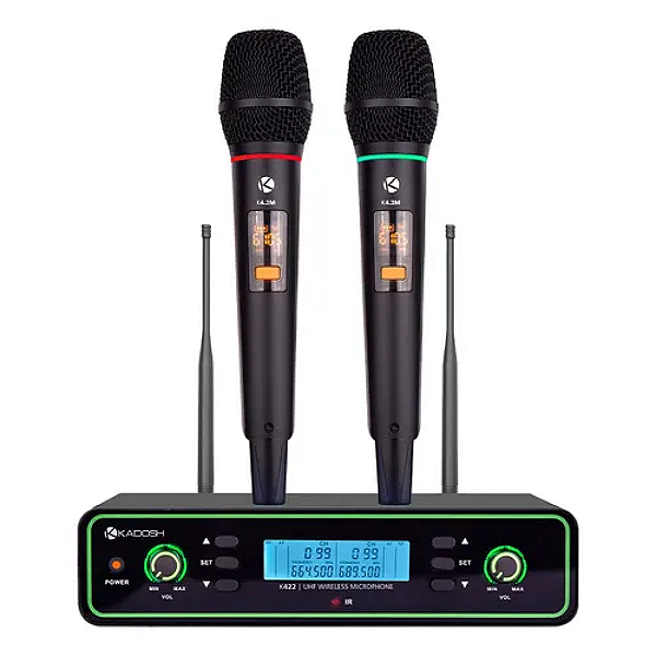 Microfone Sem Fio Duplo Recarregável Kadosh K 422m Rec