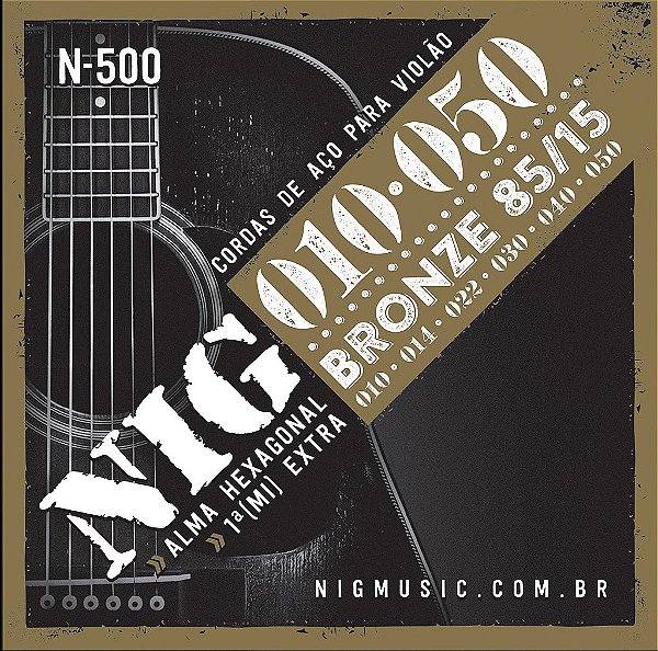 Encordoamento Violão Aço Bronze N500 - 010/.050-6 Cordas Nig