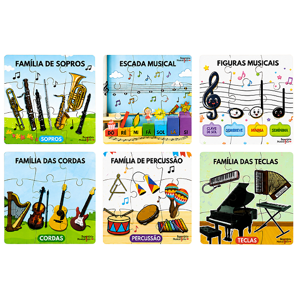 Jogo em MDF: Kit Quebra-Cabeça Musical