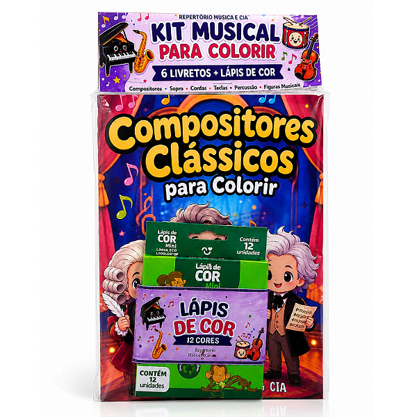Kit 6 Livretos para colorir + Caixa Lápis de Cor
