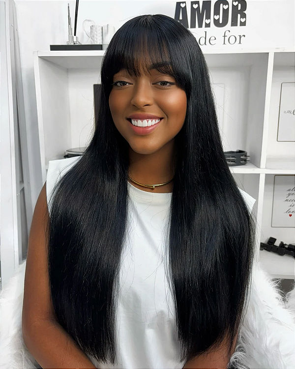 Lace Front Com Franja Cabelo Humano HD - "Isabella"