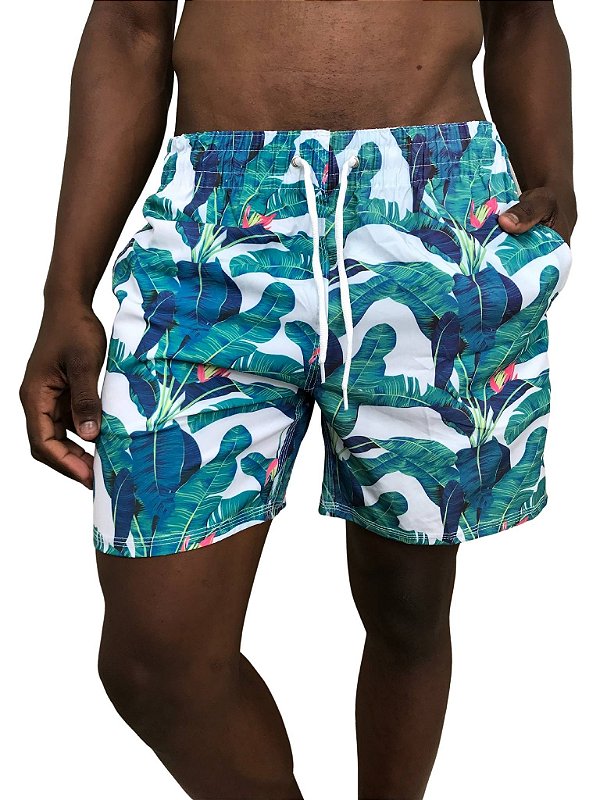 Short Estampa Folhas e Flores