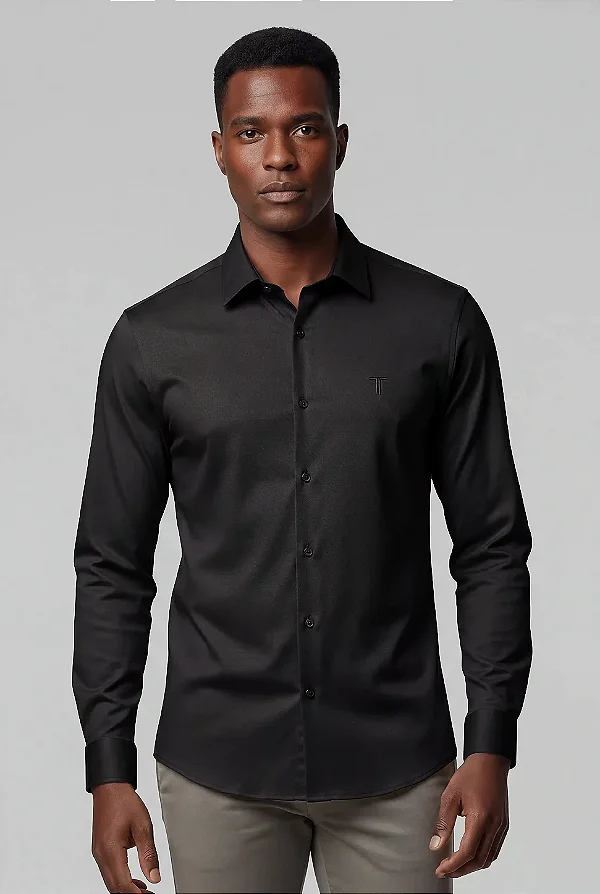 Camisa Lisa (ML) Algodão Com Elastano