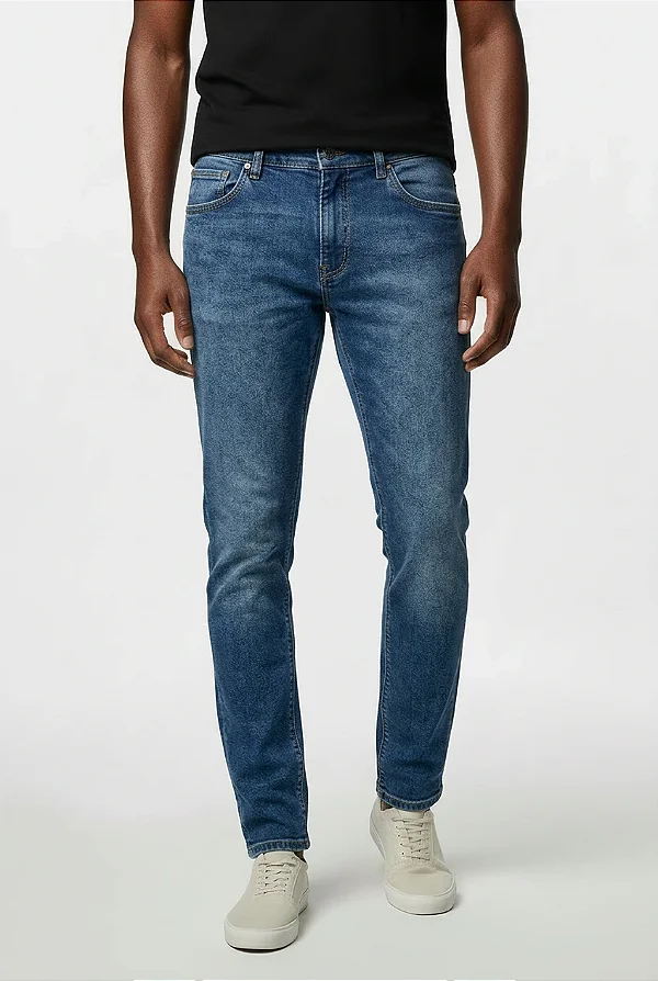 Calça Jeans Slim Used Esmerilhado