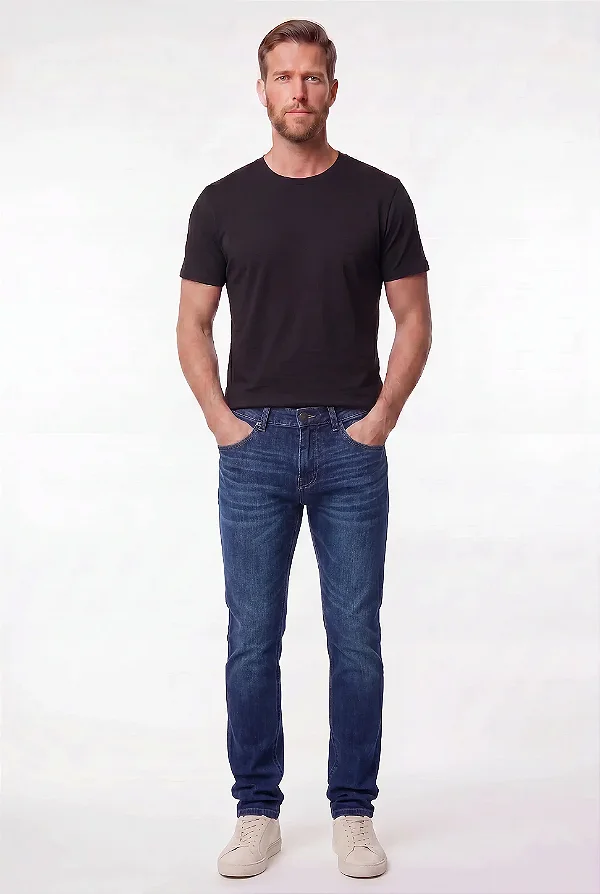 Calça Slim Lazer Esmerilhado