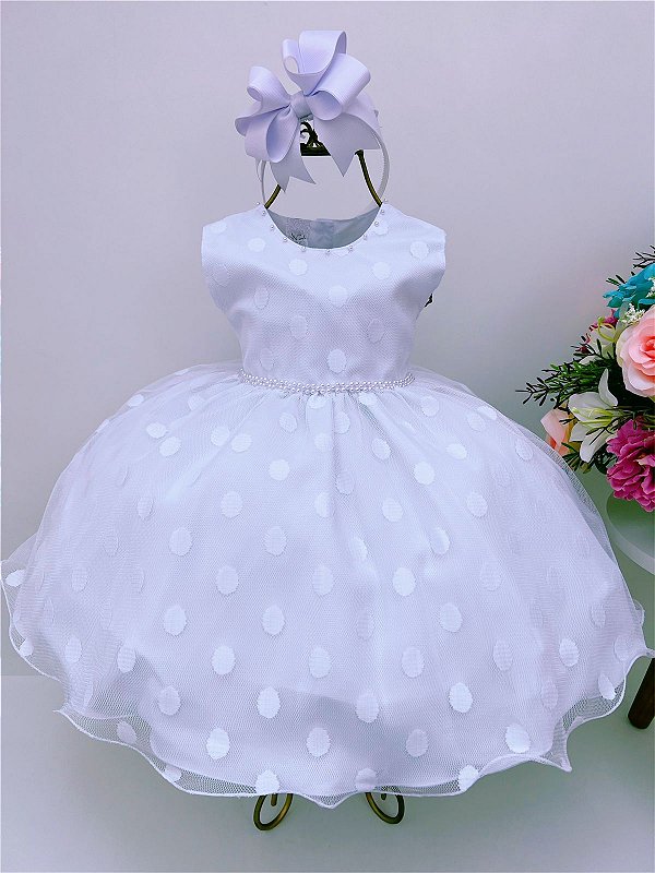 Vestido de Festa Branco Batizado