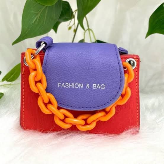Bolsa Bloguerinha fashion cor Laranja com Azul