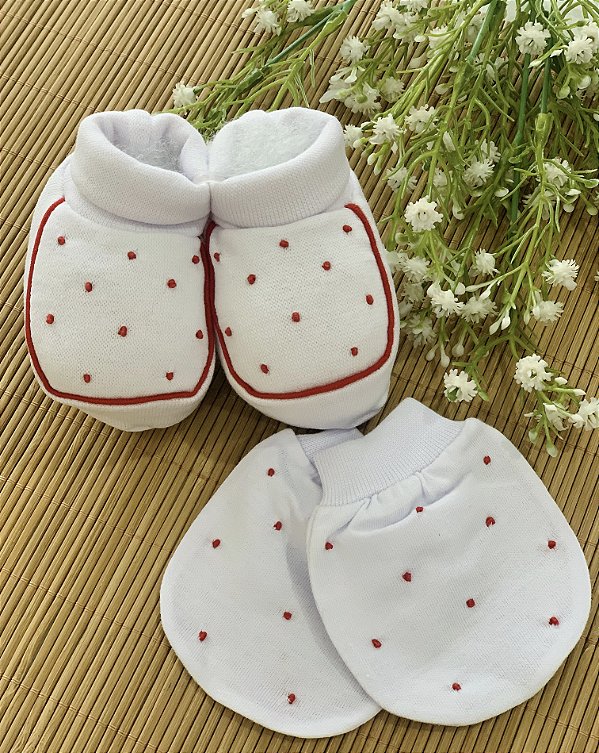 Pantufas Com Luvinha Poá Vermelha