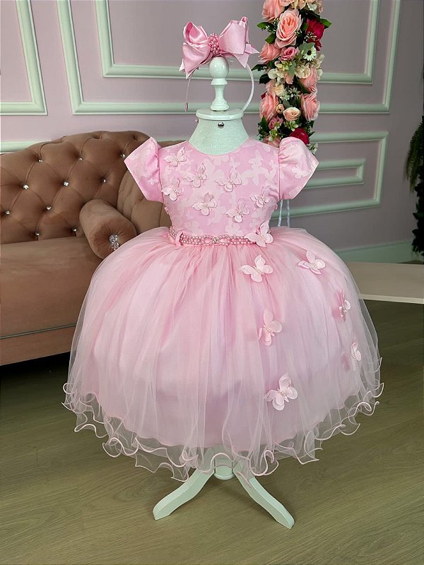 Vestido Jardim Rosa Borboletas