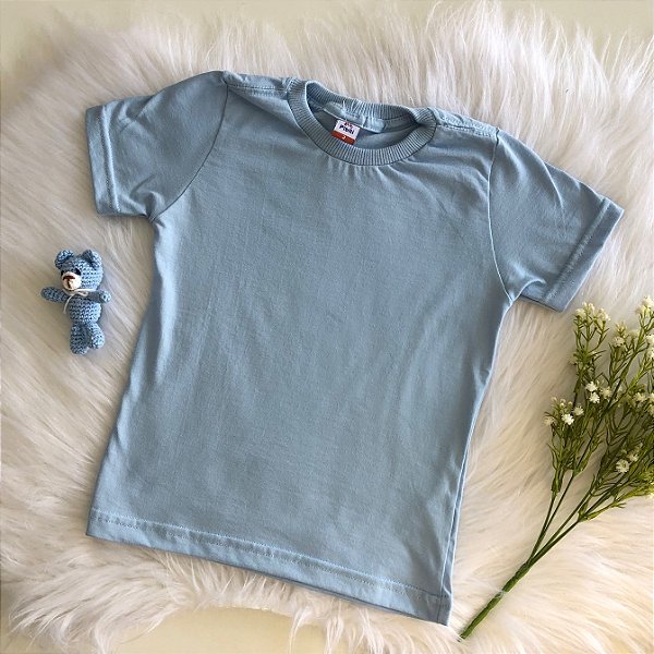 Camiseta Básica Malha Azul Bebê