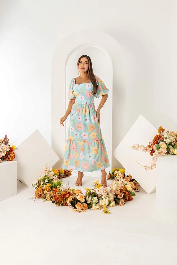 Vestido Mãe e Filha Florzinha Tiffany Adulto