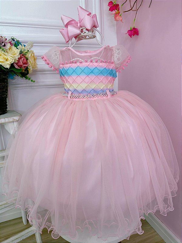 Vestido Color Temas Rosa Luxo