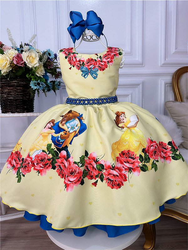 Vestido Infantil Temático Bela e a Fera Jardim