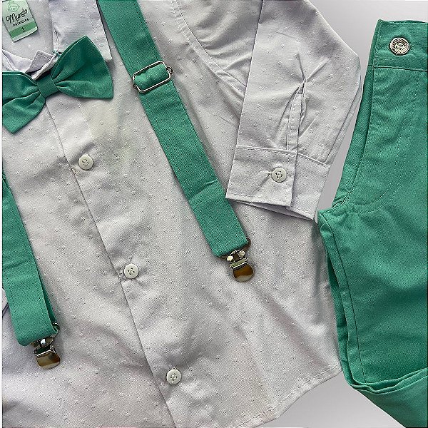 Conjunto Esporte fino Branco ML com Verde