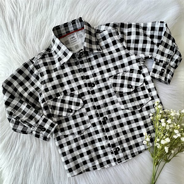Camisa Xadrez Preta G M. Longa