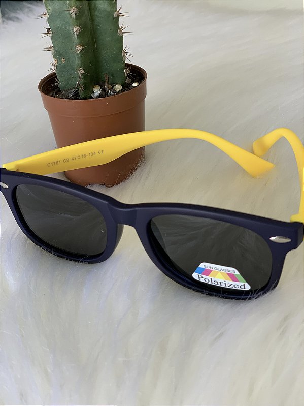 OCULOS DE SOL SILICONE OCASIONAL  AZUL ESCURO C/ AMARELO