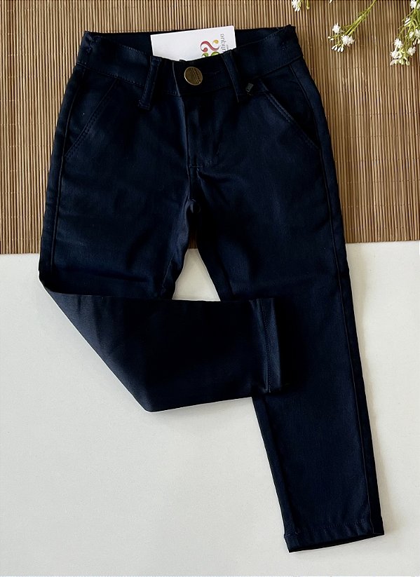 Calça Esport Infantil Acetinado Azul Marinho