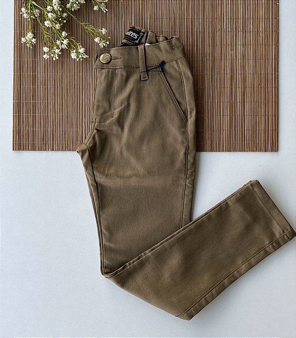 Calça Esport Infantil Acetinado Caqui