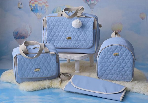 Kit Bolsa Maternidade 4 peças ABBA Azul
