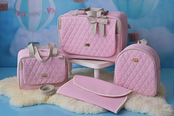 Kit Bolsa Maternidade 4 peças ABBA Rosa