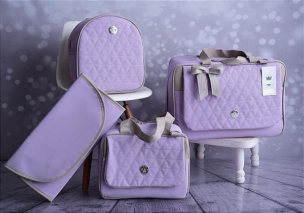 Kit Bolsa Maternidade 4 peças ABBA Lilás