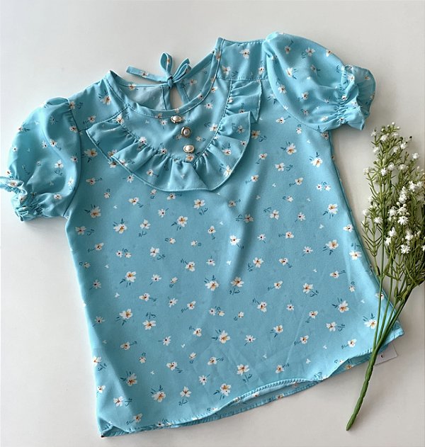 Blusa crepinho Turqueza Floral