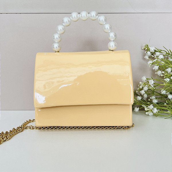 Bolsa Alça de Pérolas Bege
