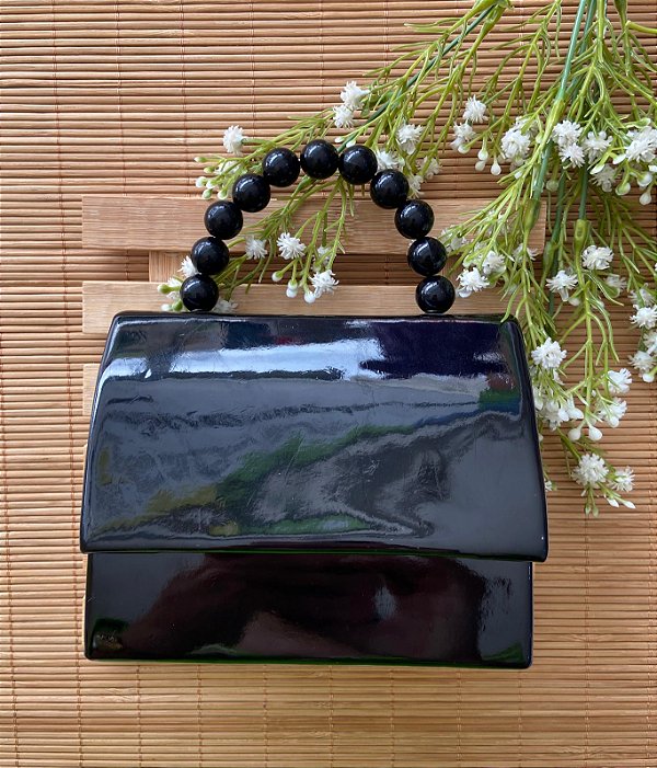 Bolsa Alça de Pérolas Preta