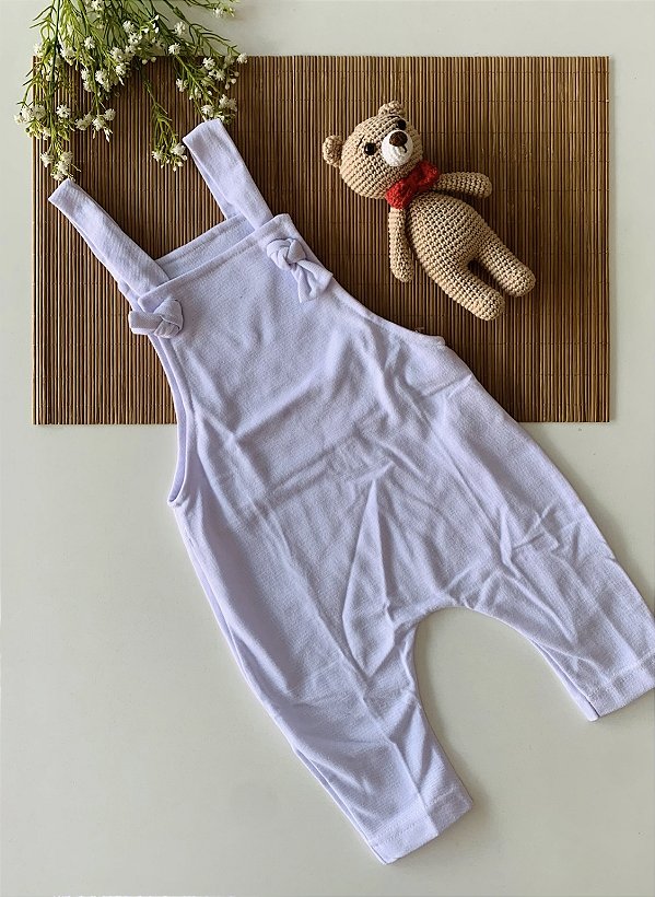 Jardineira Piquet Infantil Branca