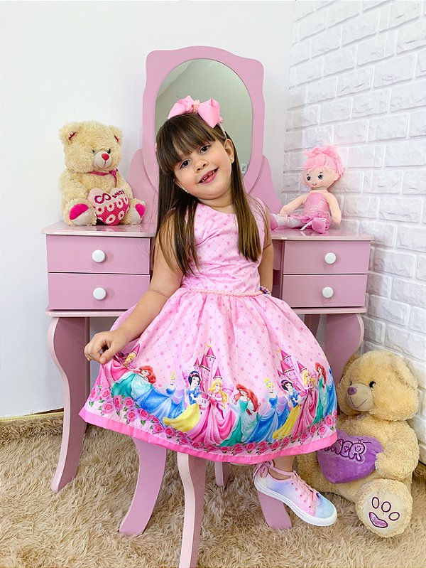 Vestido Temático Rodado Princesas
