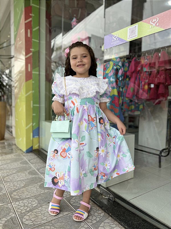 Vestido Infantil Verde Fada Luxo Renascença