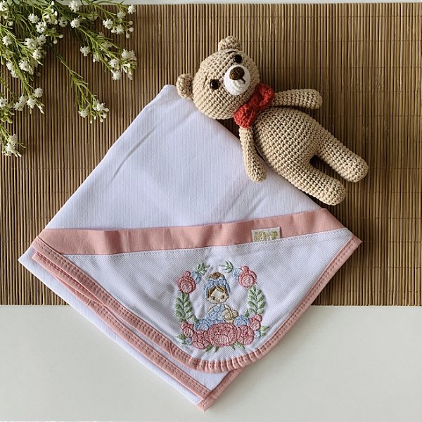 Flanela Bordada Camponesa Rose